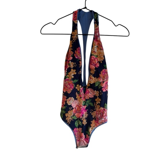 New! Maaji Reversible Cheeky Cut Plunge One Piece - Indigo Blue Tiky‎ - Picture 5 of 9
